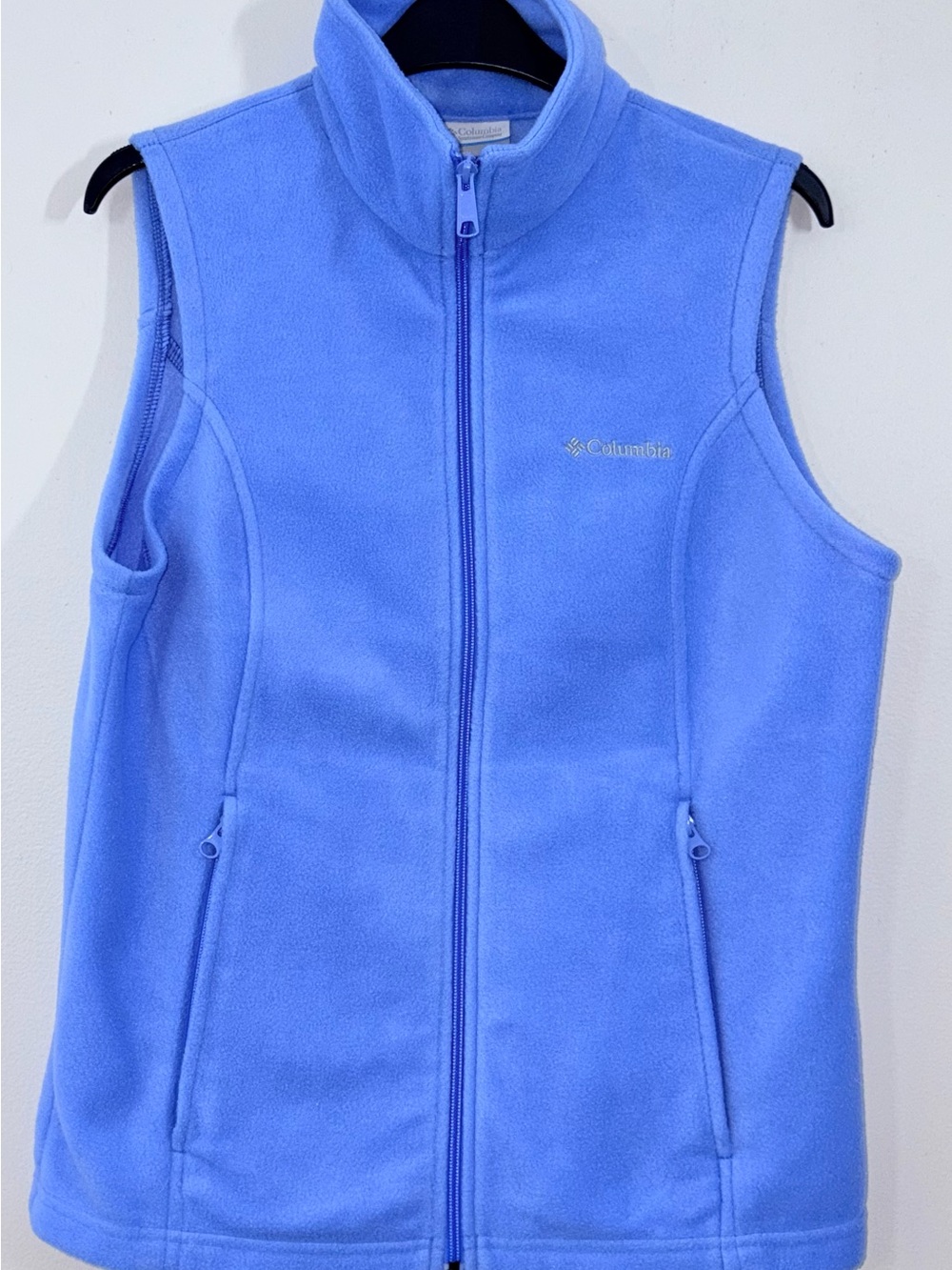Columbia Benton Springs Women M Blue Fleece Vest Full Zip Outdoor Casual